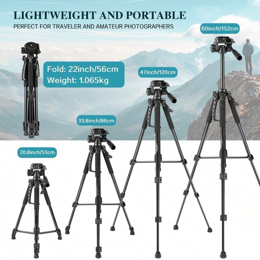 60 Inch Aluminum Camera Tripod - Phone Stand Aluminum reseña y precio