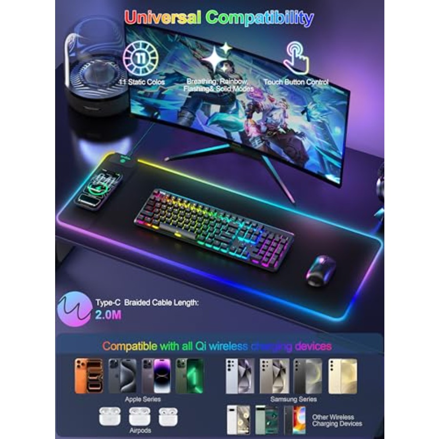 Mouse Pad with 15W Wireless Ch - Mouse Charging Pad reseña y precio