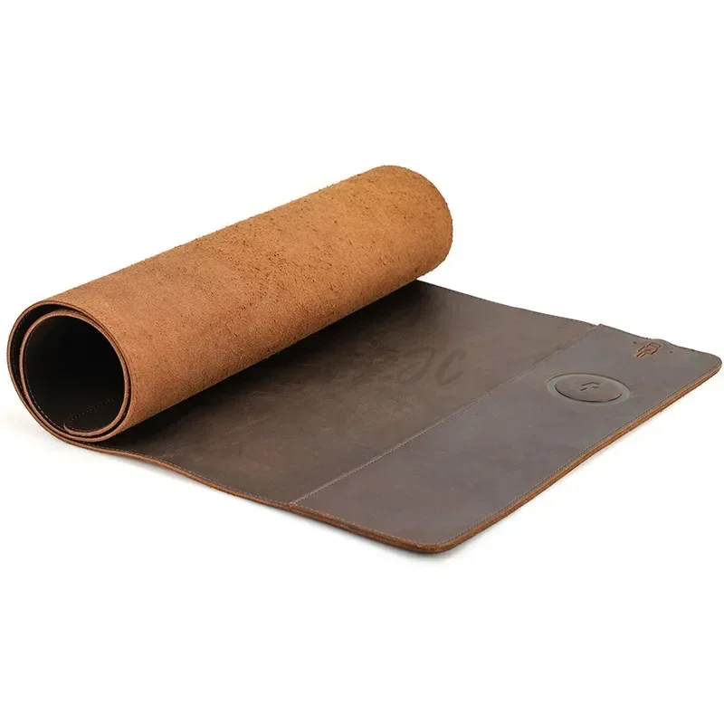 Vintage Cowhide Mouse Pad with - Mouse Charging Pad reseña y precio