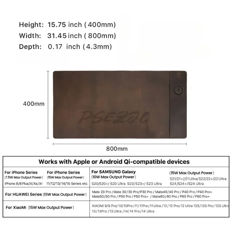 Vintage Cowhide Mouse Pad with - Mouse Charging Pad reseña y precio