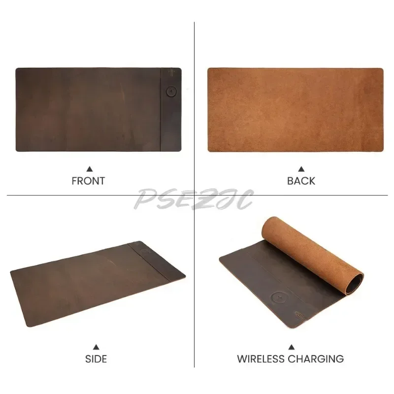 Vintage Cowhide Mouse Pad with - Mouse Charging Pad reseña y precio