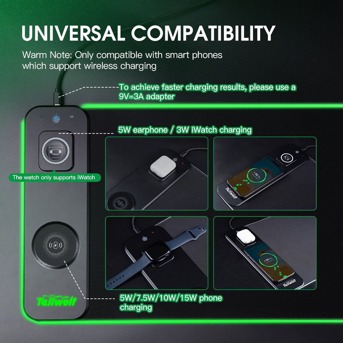 15W Fast Wireless Charging Mou - Mouse Charging Pad reseña y precio