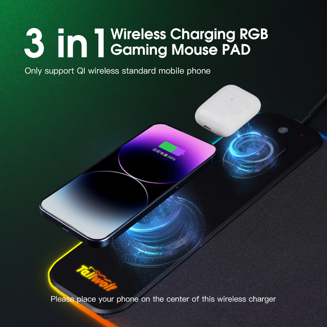 15W Fast Wireless Charging Mou - Mouse Charging Pad reseña y precio