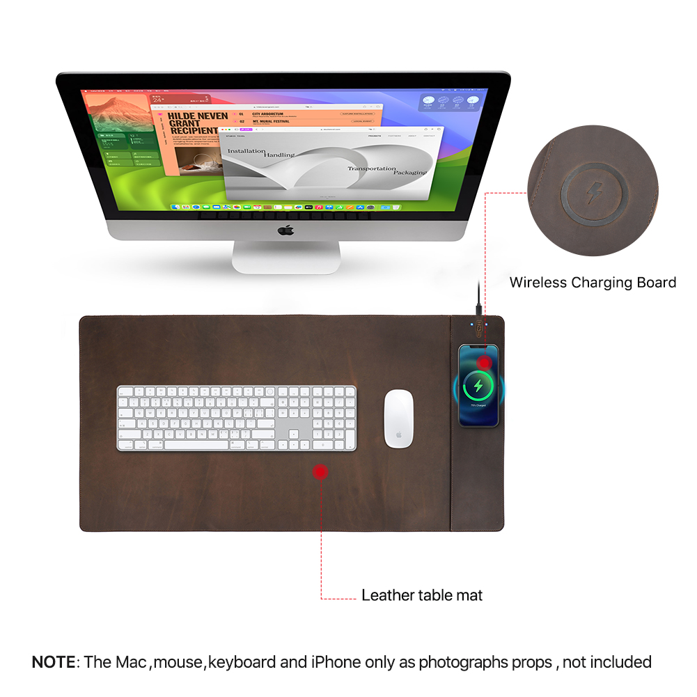 Genuine Leather Mouse Pad With - Mouse Charging Pad reseña y precio